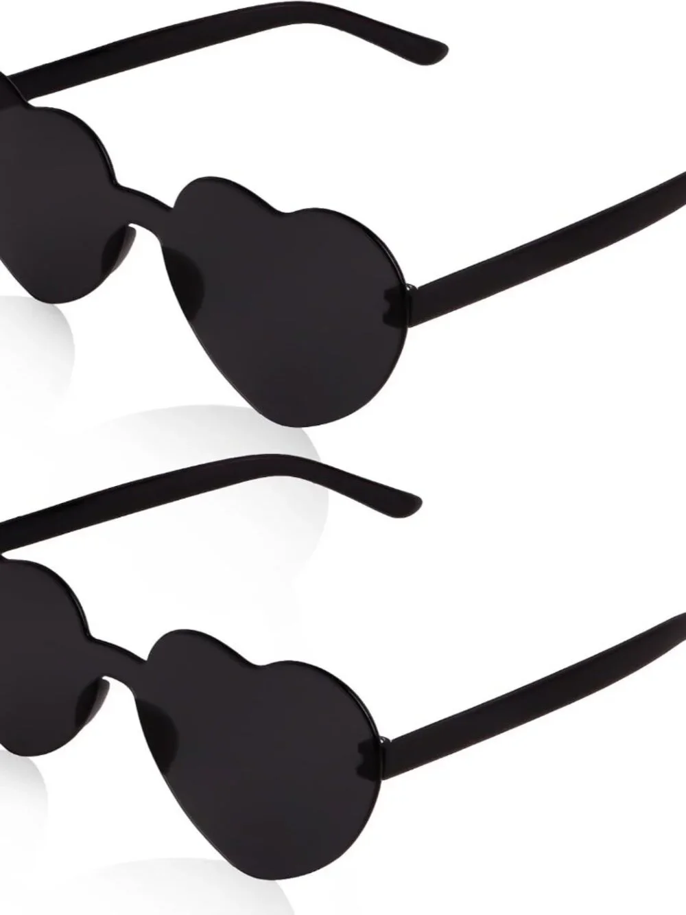 Lightweight Rimless Heart Sunglasses - Stylish Retro Gift for Adults 2 Pack